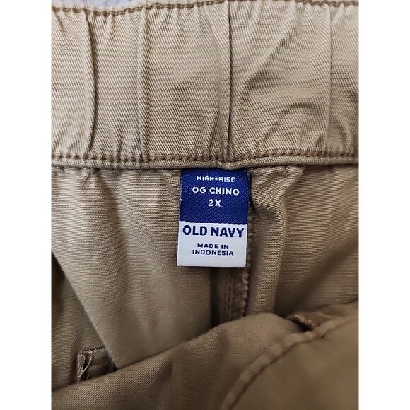 Old Navy OGC Chino Tapered Straight Pants Women 2X Ecru Elastic Waist StretchNEW - Picture 8 of 10